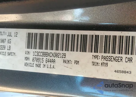 2012 Chrysler 200 Touring из США, поврежденный, VIN 1C3CCBBBXCN302129